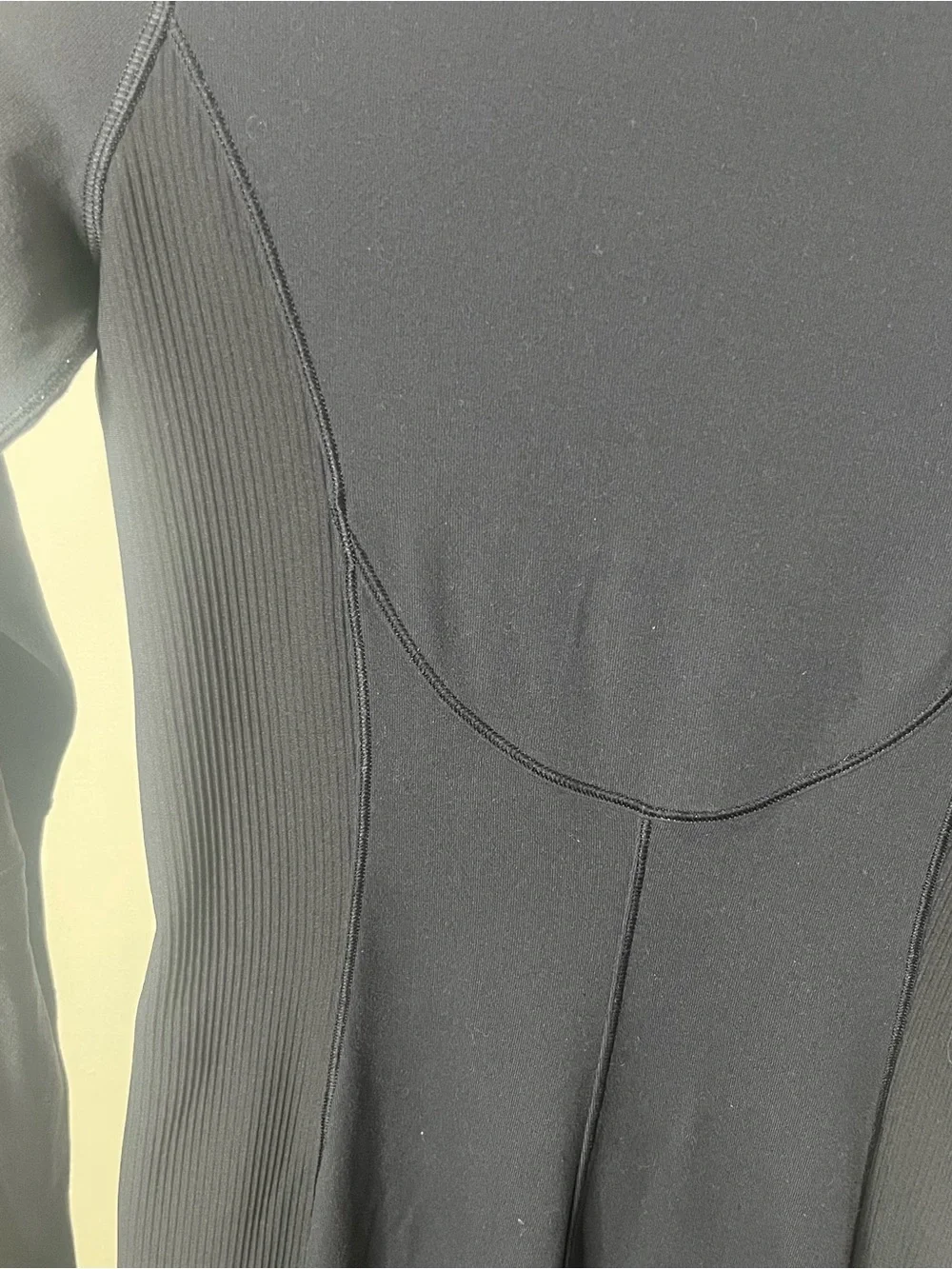 Lululemon It’s Rulu Women’s Black Mockneck Ribbed Panel Stretch Midi Dress Sz 6